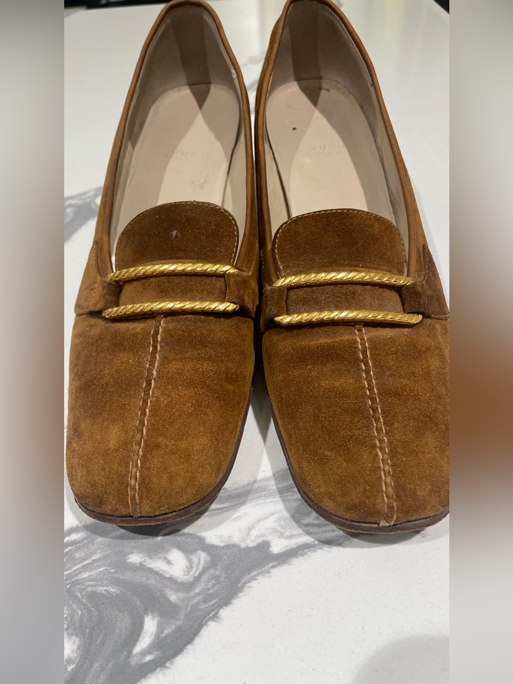 Gucci Suede in Chestnut Brown with Gold Rope Detail Size 39 Women